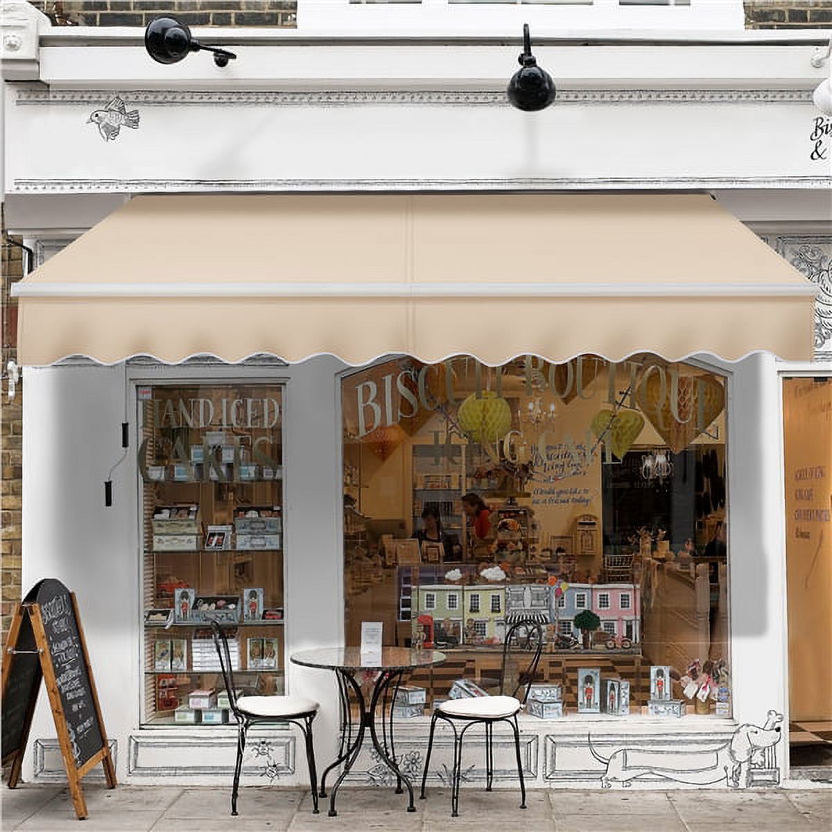 Beige Manual Retractable Outdoor Patio Awning Z659582