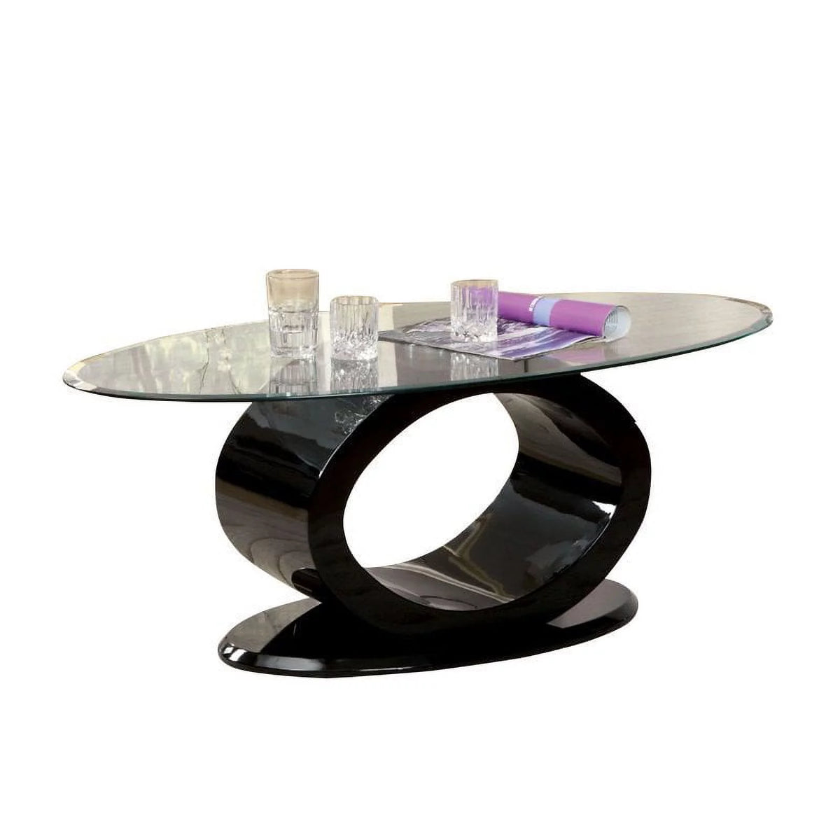 Black 3-Piece Tempered Glass Top Coffee Table Set Q134985