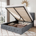 Queen Size Lift Up Storage Bed Frame with Wingback Headboard A7048
