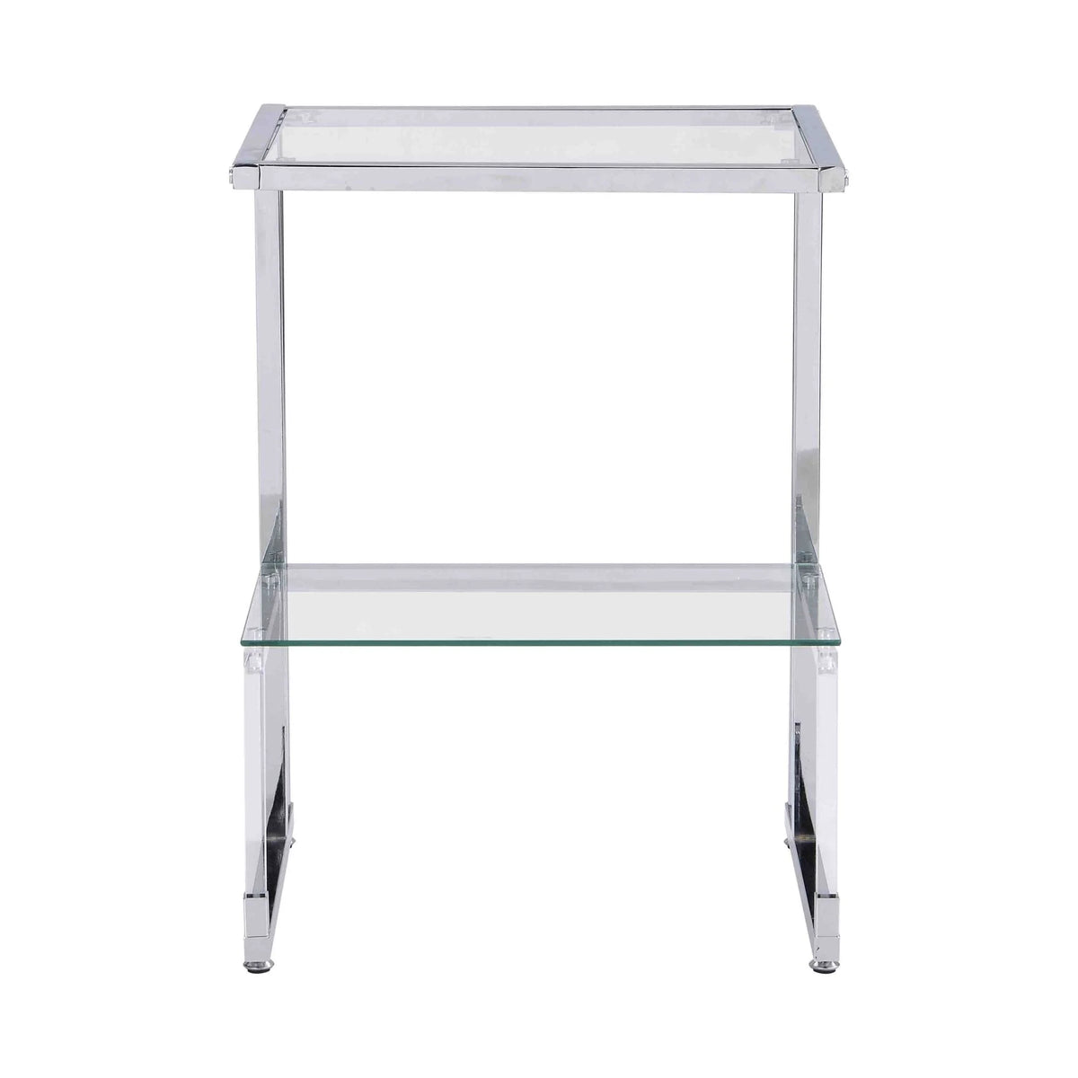 Silver Chrome 2-Tier Acrylic Glass Side Table I242021