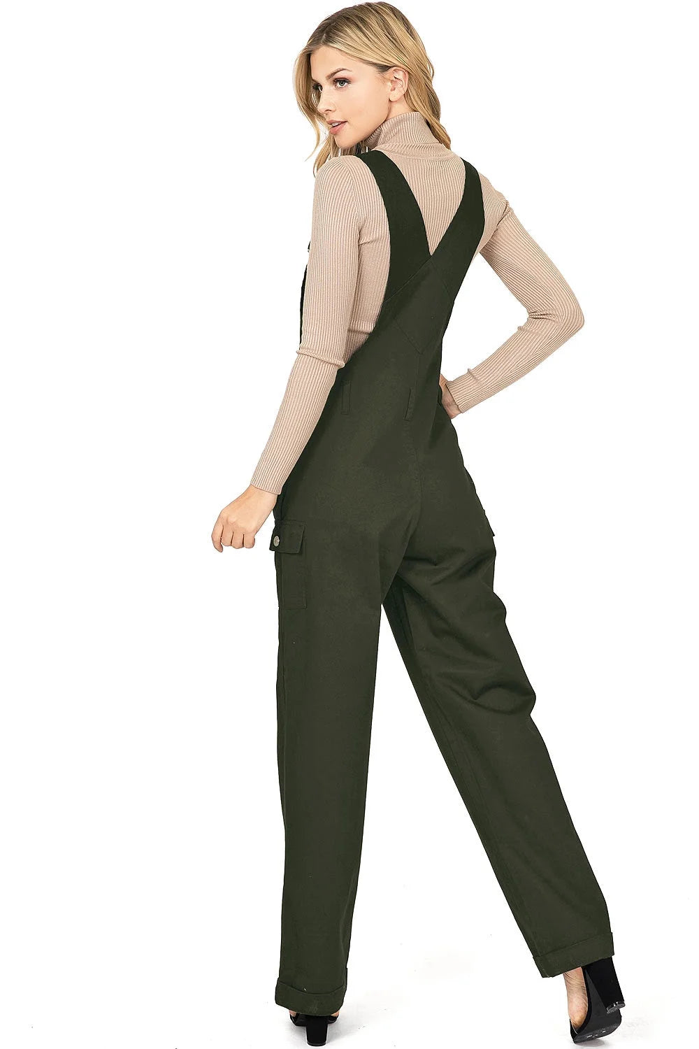 Baggy Straight Leg Twill Overalls M1429