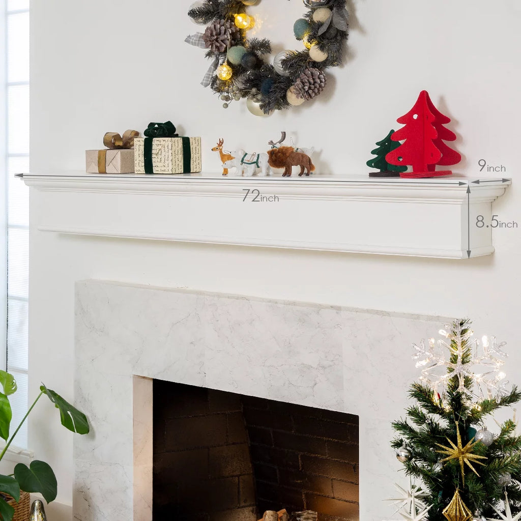 72" White Rectangle Fireplace Mantel Wall Shelf S746871