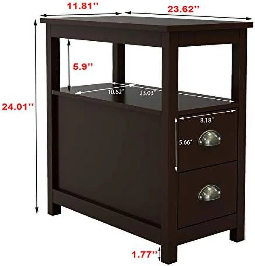 End Table with 2 Drawer and Open Nightstand M2419