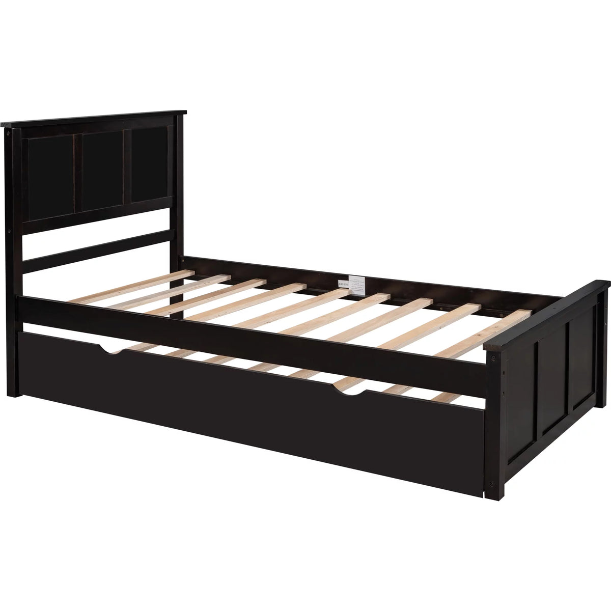 Wood Twin Platform Bed with Headboard & Trundle L1825