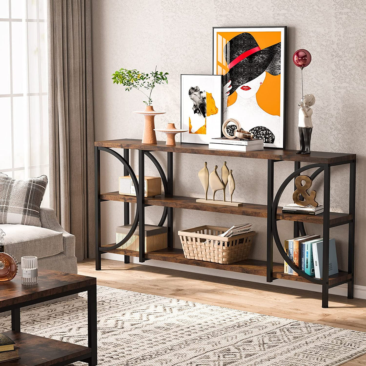 70.9 Inch 3 Tier Console Table with Shelves E8251