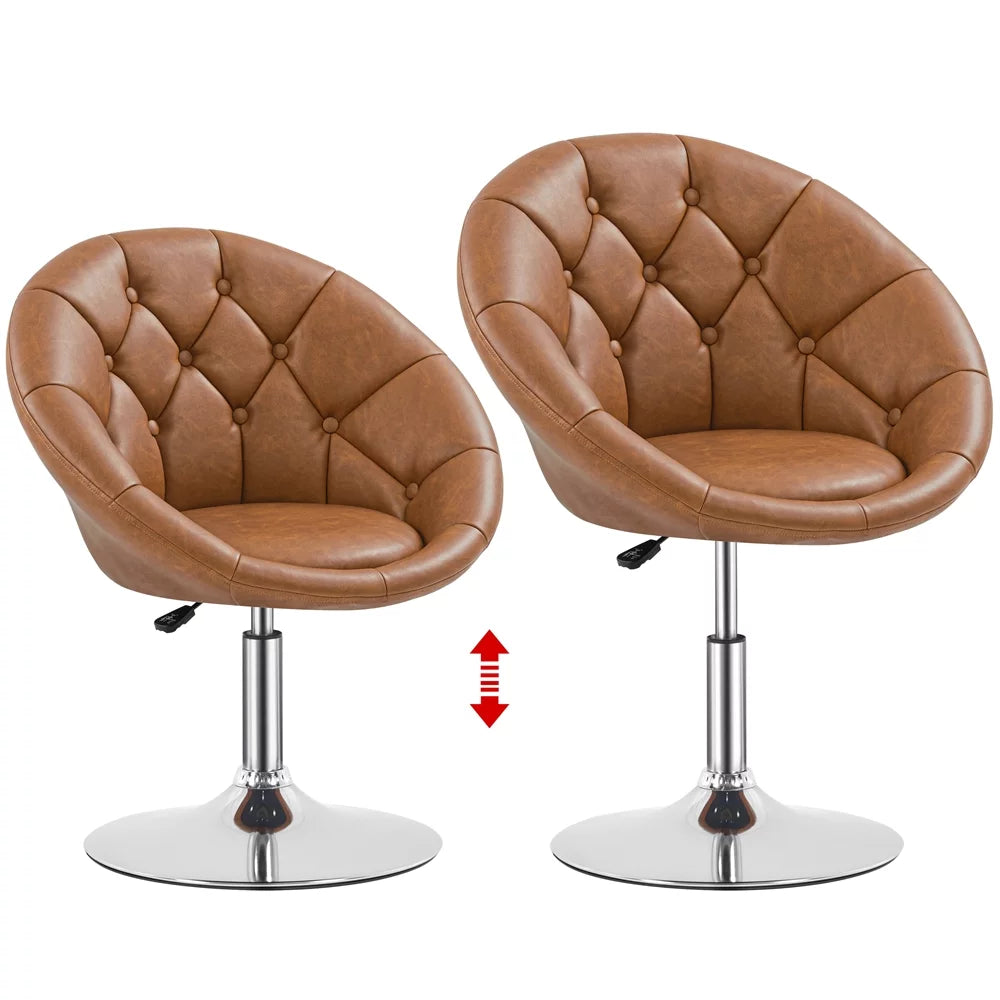 Upholstered Tufted Height Adjustable Swivel Barrel Chair C775