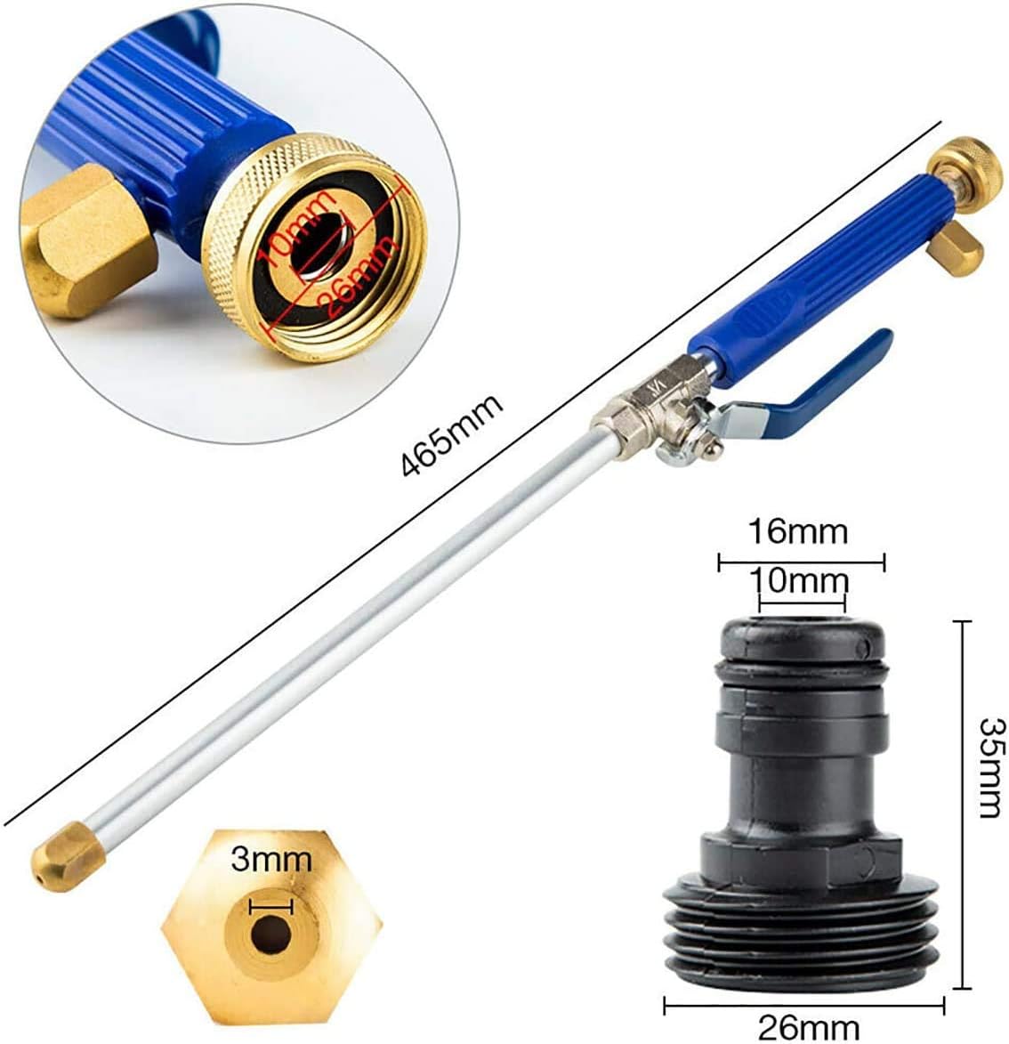 Blue Pack of 2 Power Washer Sprayer Wand with Flexible Hose Nozzle Q791