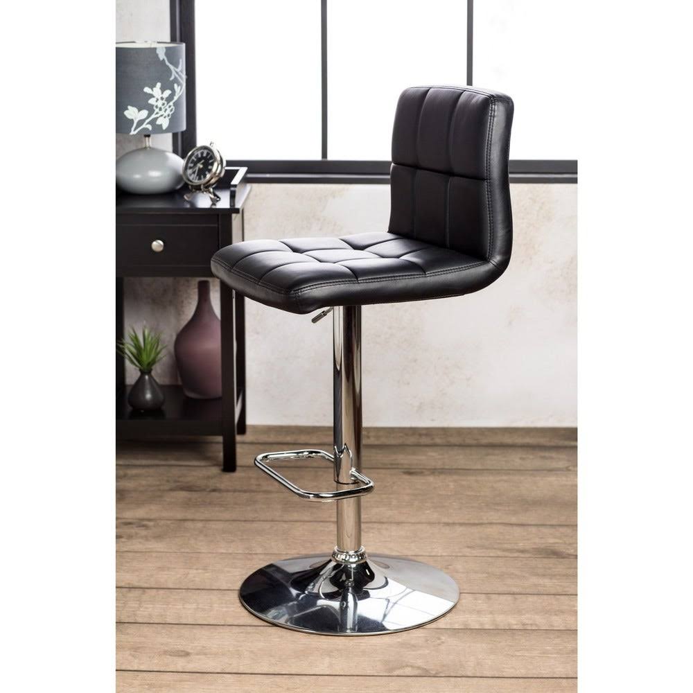 White Leatherette Bar Stool F5593