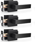 3 Pack Square Passage Door Levers in Matte Black Finish Y479868