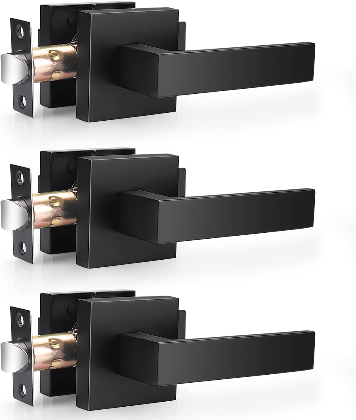 3 Pack Square Passage Door Levers in Matte Black Finish Y479868