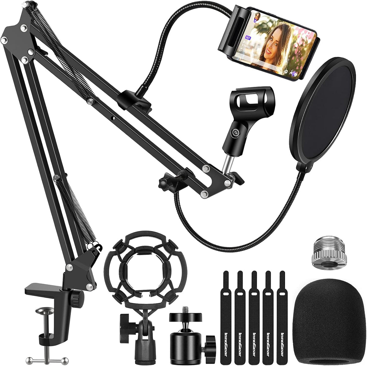 Boom Scissor Arm Microphone Stand with Shock Mount, Pack of 2 L270901