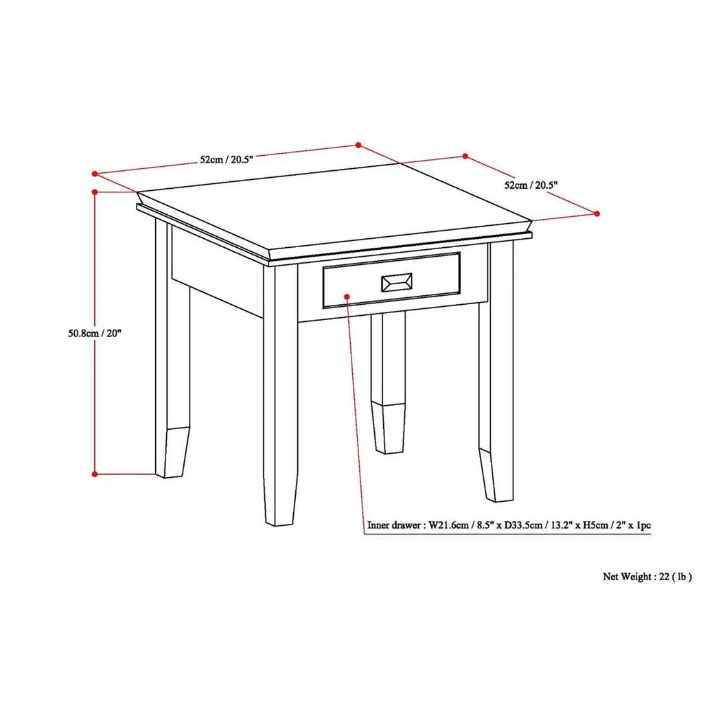 Solid Wood Square End Side Table E434378