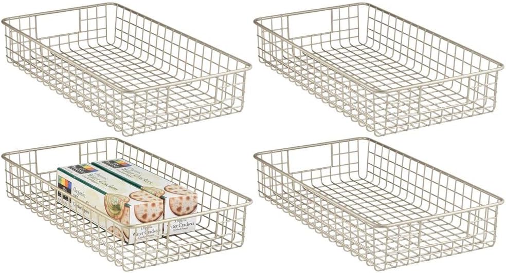 Satin Metal Wire Cabinet Organizer Bins 4 Pack H69047