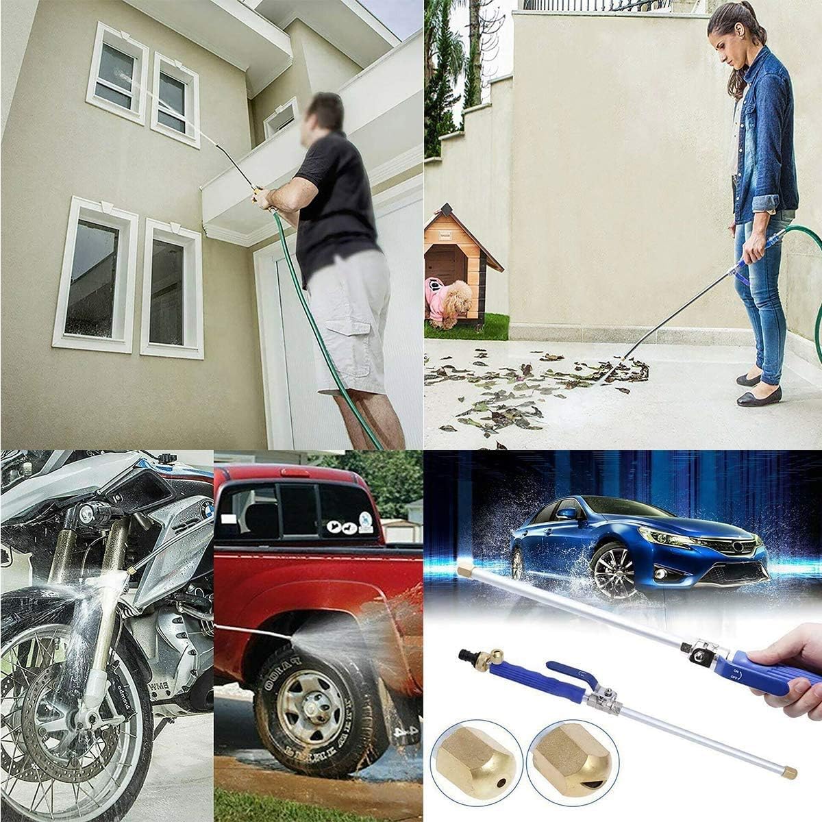 Blue Pack of 2 Power Washer Sprayer Wand with Flexible Hose Nozzle Q791