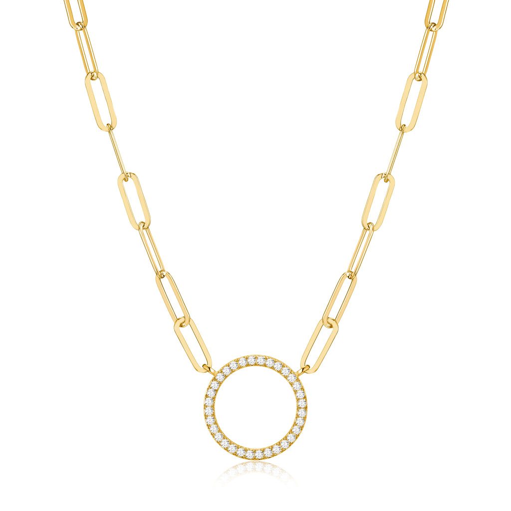 18K Gold Over Sterling Silver Paperclip Necklace, 18" + 2" Extension K9314