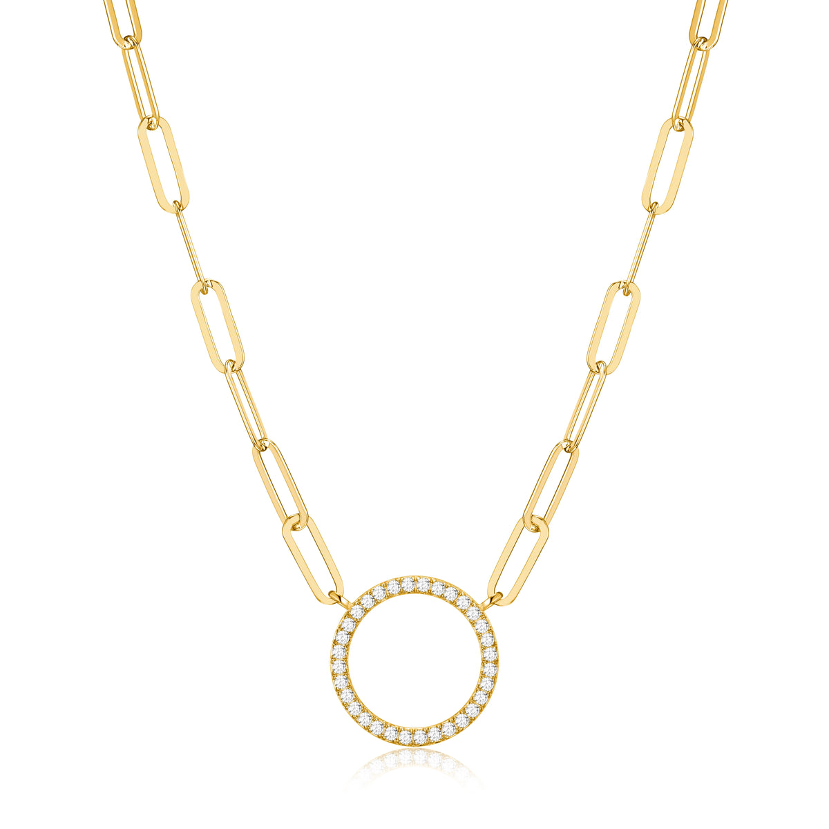 18K Gold Over Sterling Silver Paperclip Necklace, 18" + 2" Extension K9314