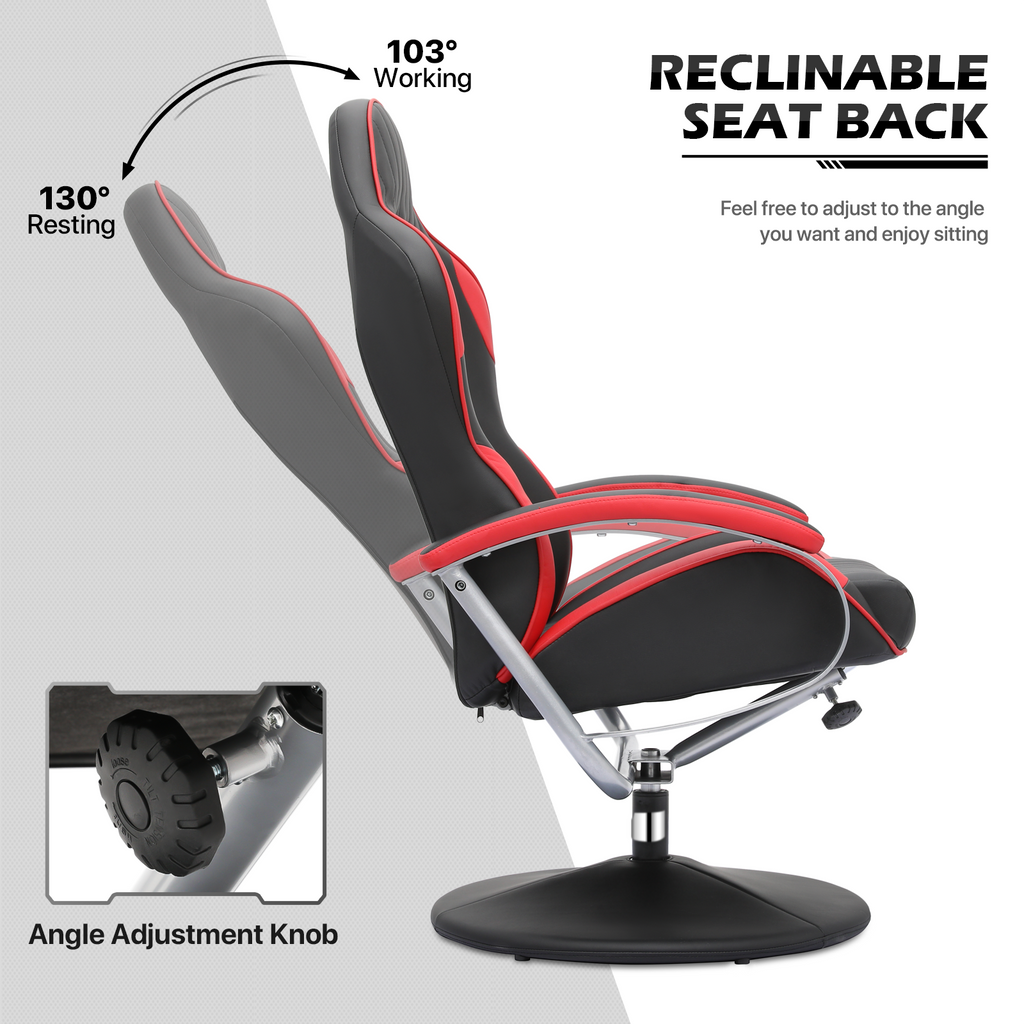 Red Adjustable Upholstered Swivel Recliner with Ottoman E99960