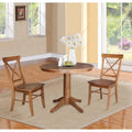 3-piece Solid Wood Dining Set with Round Pedestal Table and 2 Chairs T7172