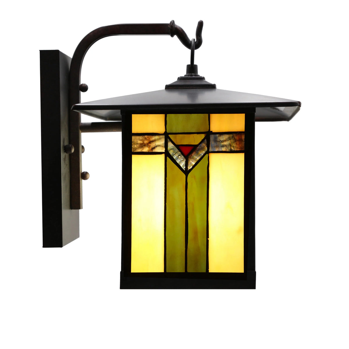 1-Light Bronzed Stained Glass Outdoor Wall Sconce O94491