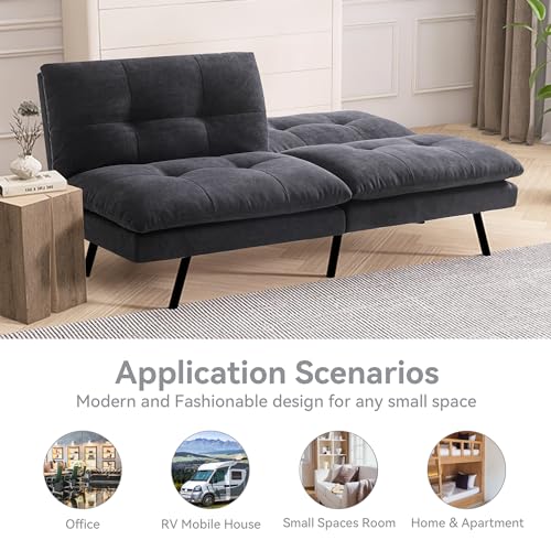 Faux Leather Memory Foam Convertible Futon Sofa Bed R988