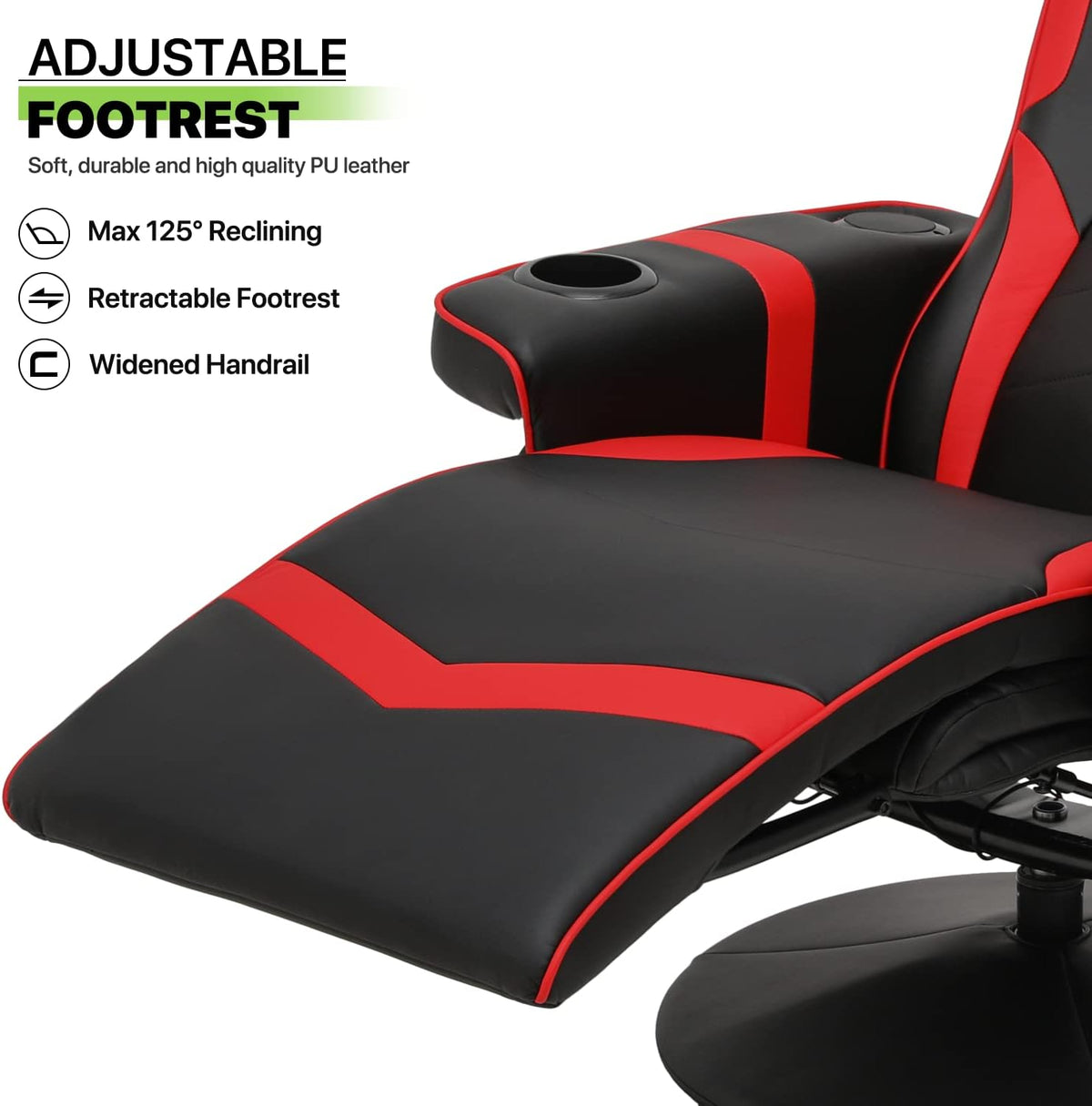 Red PU Leather 360° Swivel Recliner Massage Chair with Footrest I88793