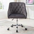 Dark Gray Velvet Swivel Accent Chair with Wheels Q156