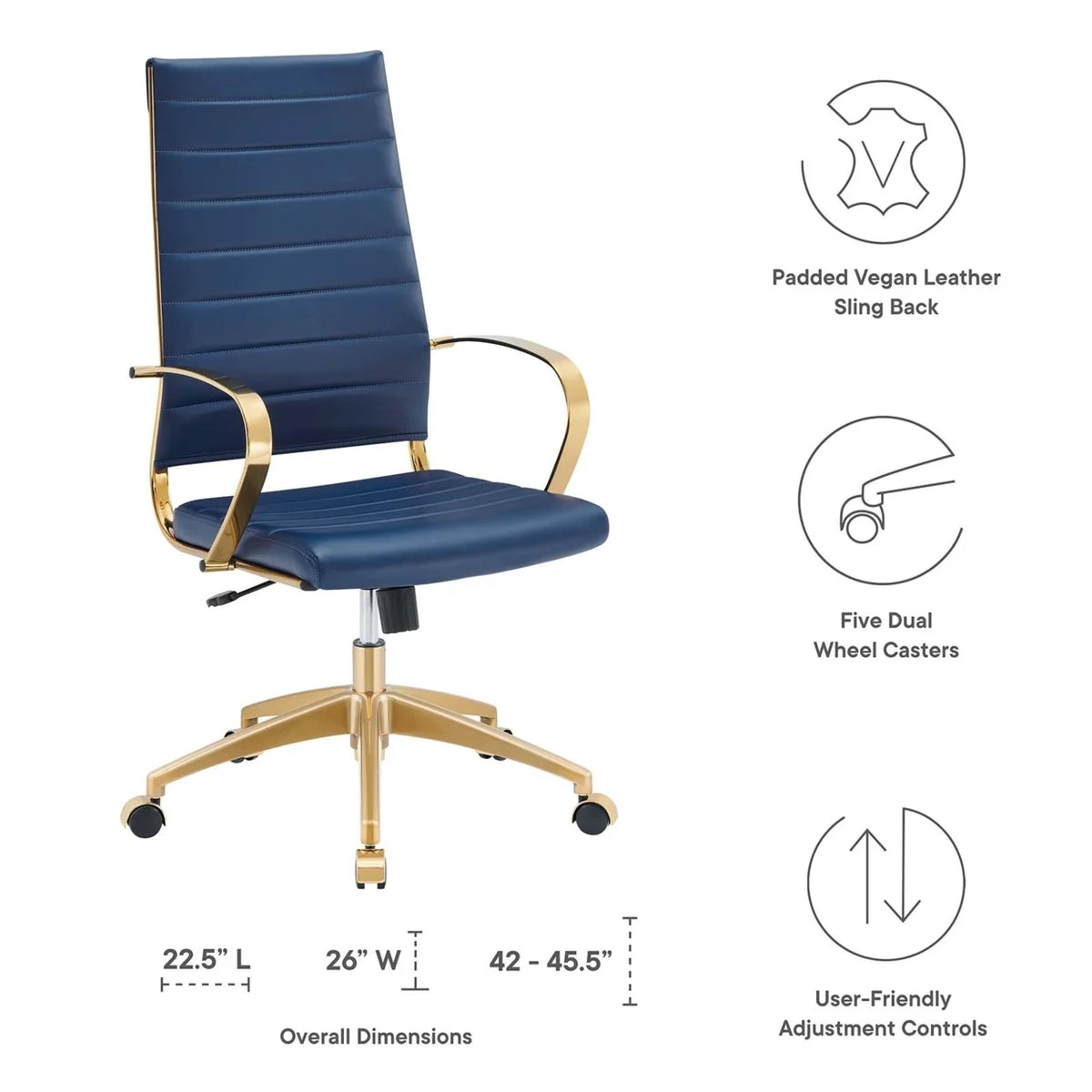 Gold Stainless Steel Highback Office Chair O3542