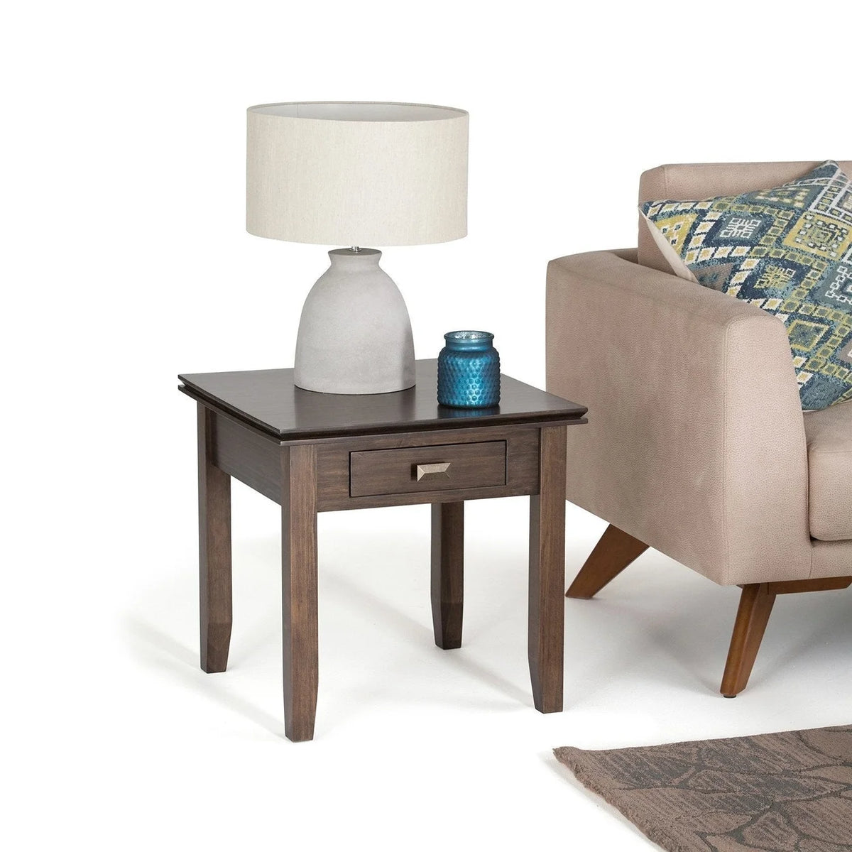 Solid Wood Square End Side Table E434378