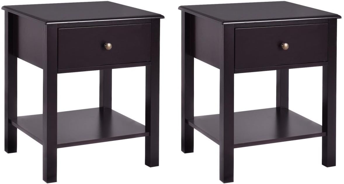 Brown Nightstand with Drawer and Shelf D920643