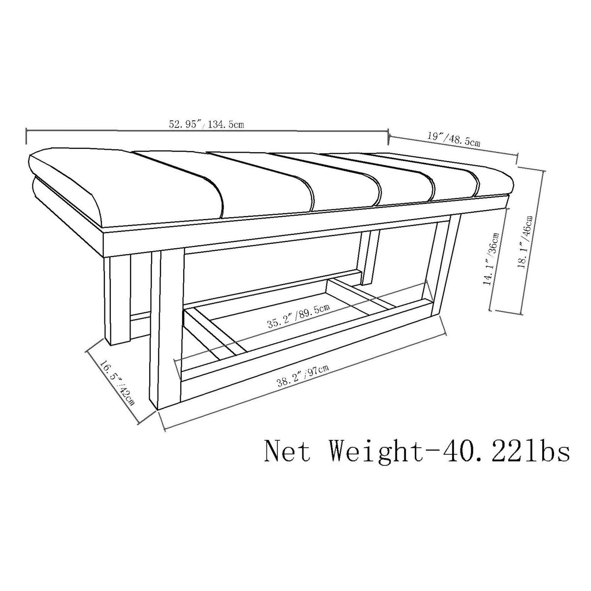 Stone Grey Ottoman Bench J872