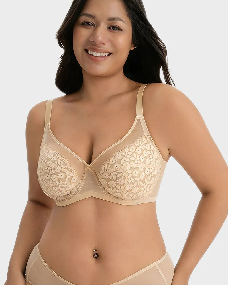 Floral Lace Minimizer Bra Full Coverage H911