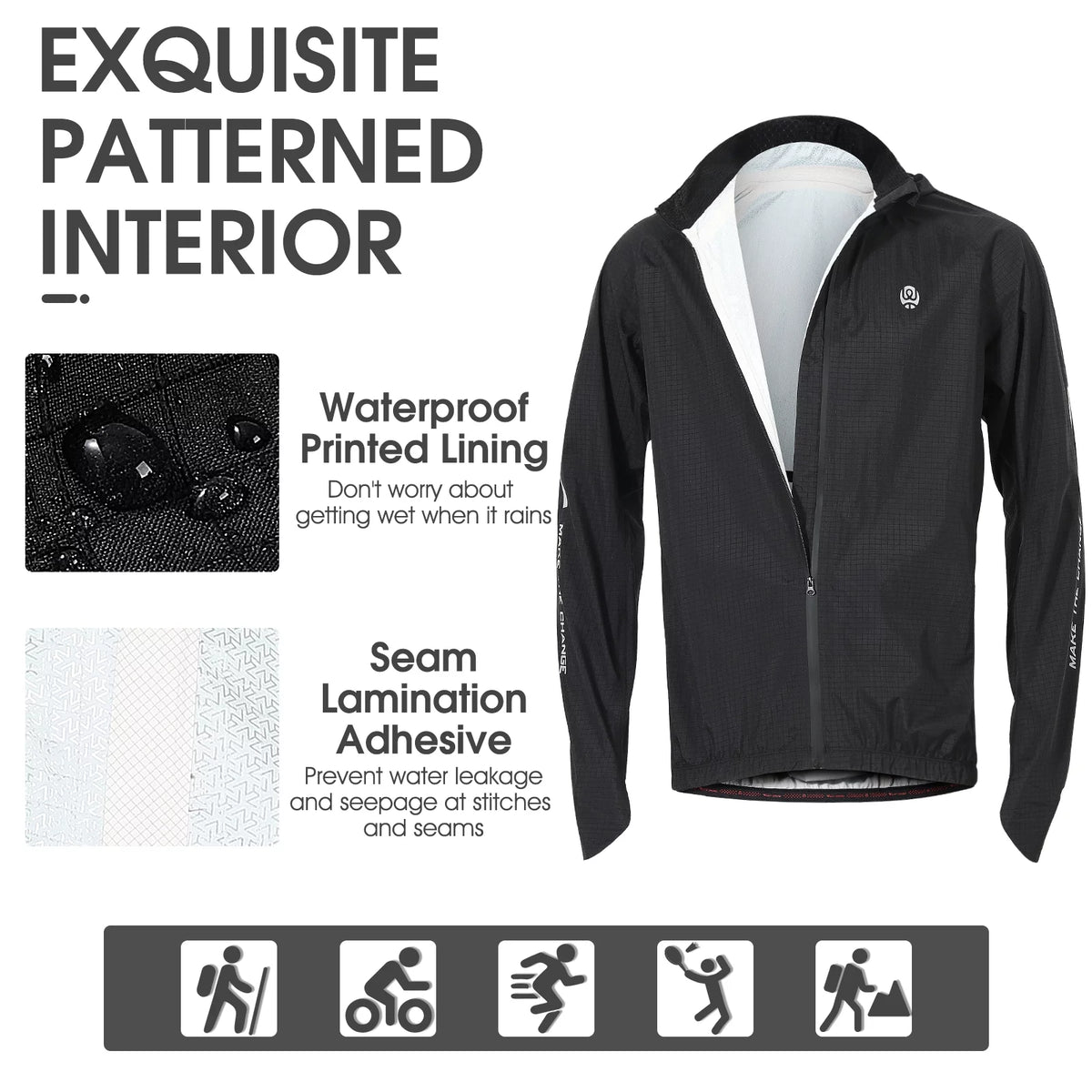 Black Windproof Cycling Jacket S10587