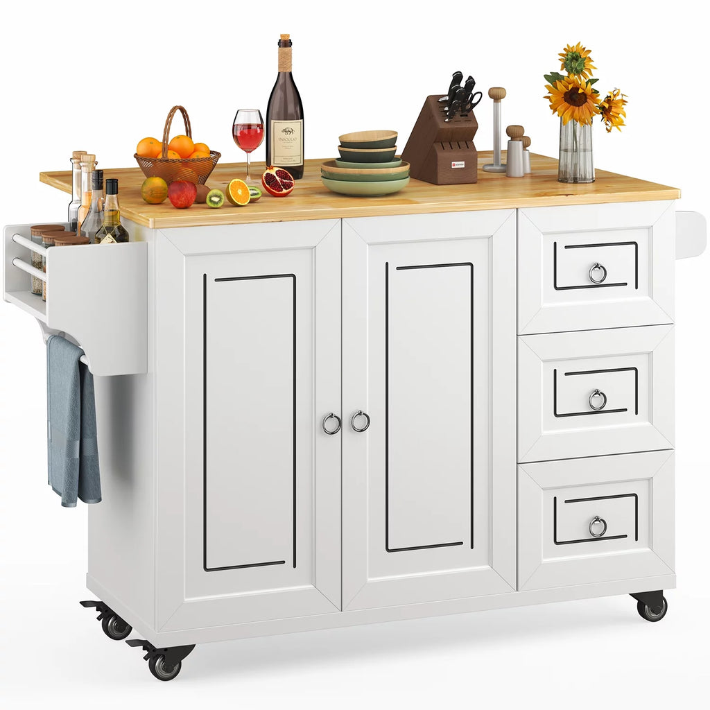 42" White Kitchen Island with Storage Q769