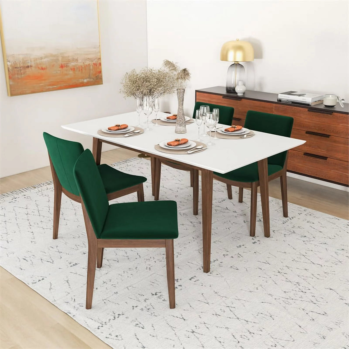 Solid Wood Walnut Dining Table and Chair Set of 4 W260