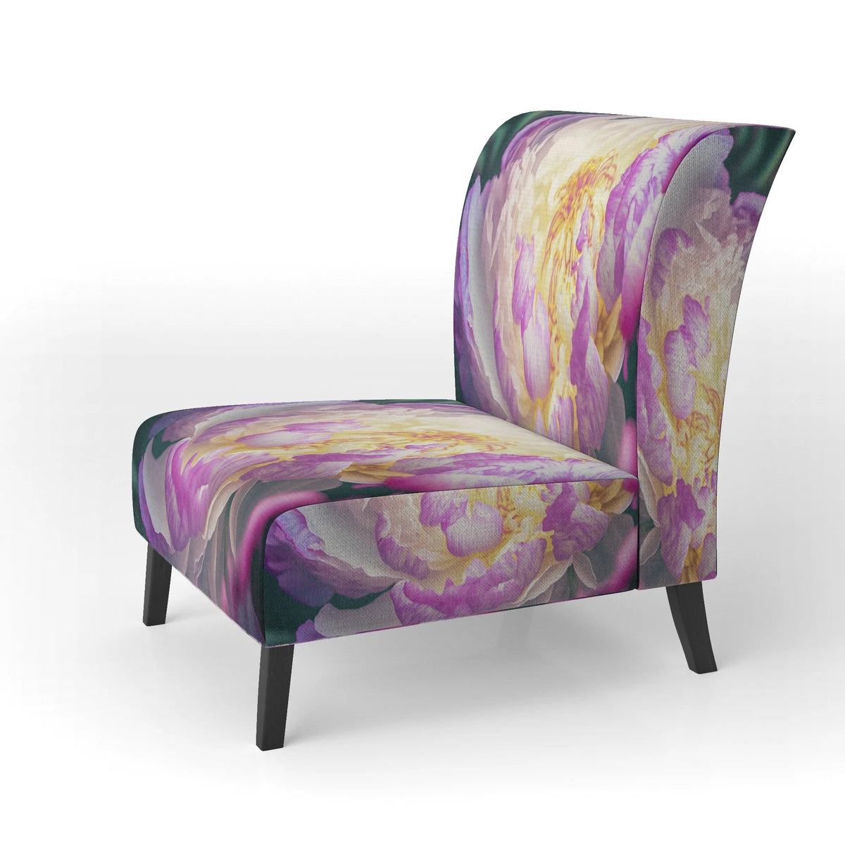 Upholstered Floral Peony Accent Chair J637