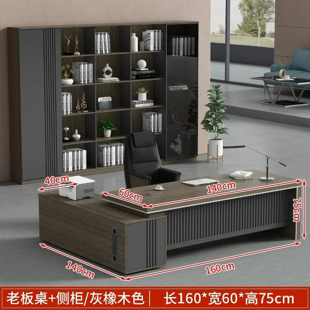L Shaped Dark Wood Office Desk Y93972