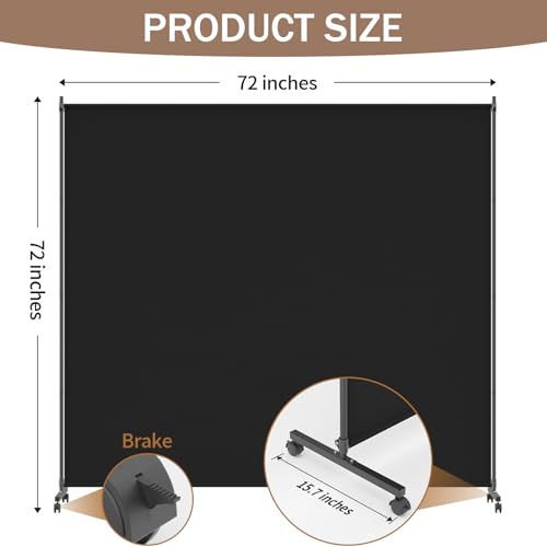Height Adjustable Single Panel Room Divider with Caster Wheels and Brakes U579298