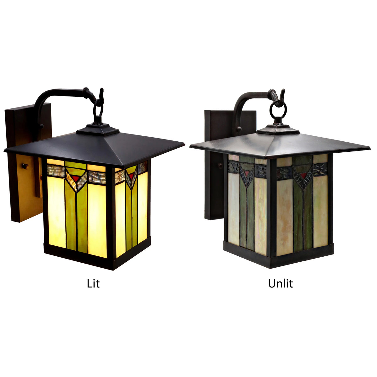 1-Light Bronzed Stained Glass Outdoor Wall Sconce O94491