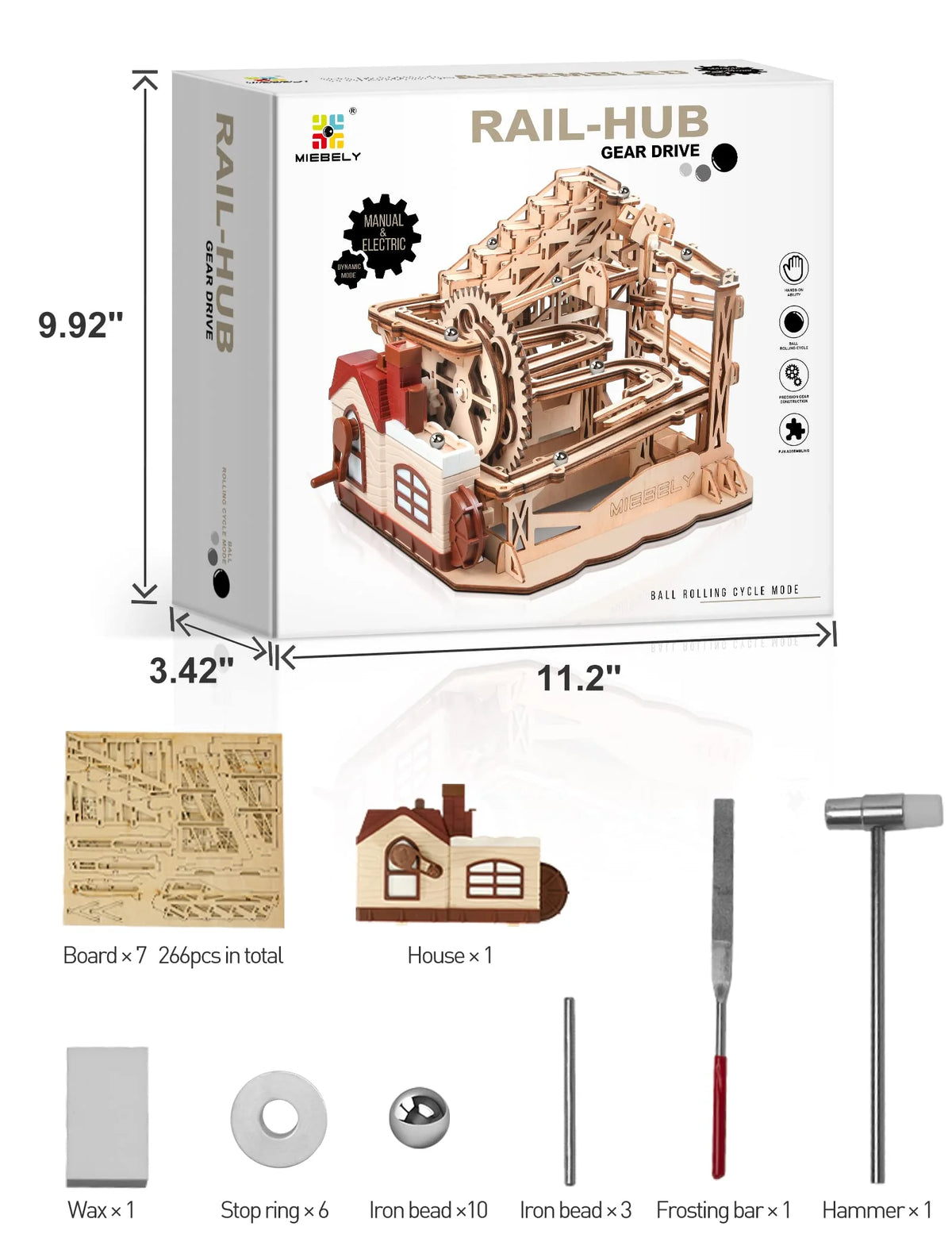 3D Wooden Puzzles Marble Run Model Building Kits with Motor B694
