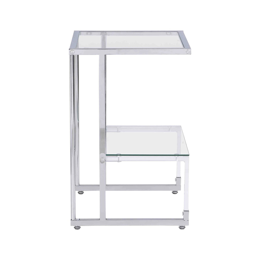 Silver Chrome 2-Tier Acrylic Glass Side Table I242021