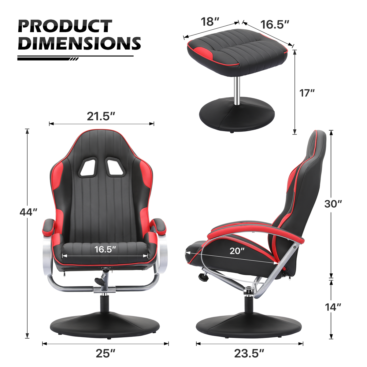 Red Adjustable Upholstered Swivel Recliner with Ottoman E99960