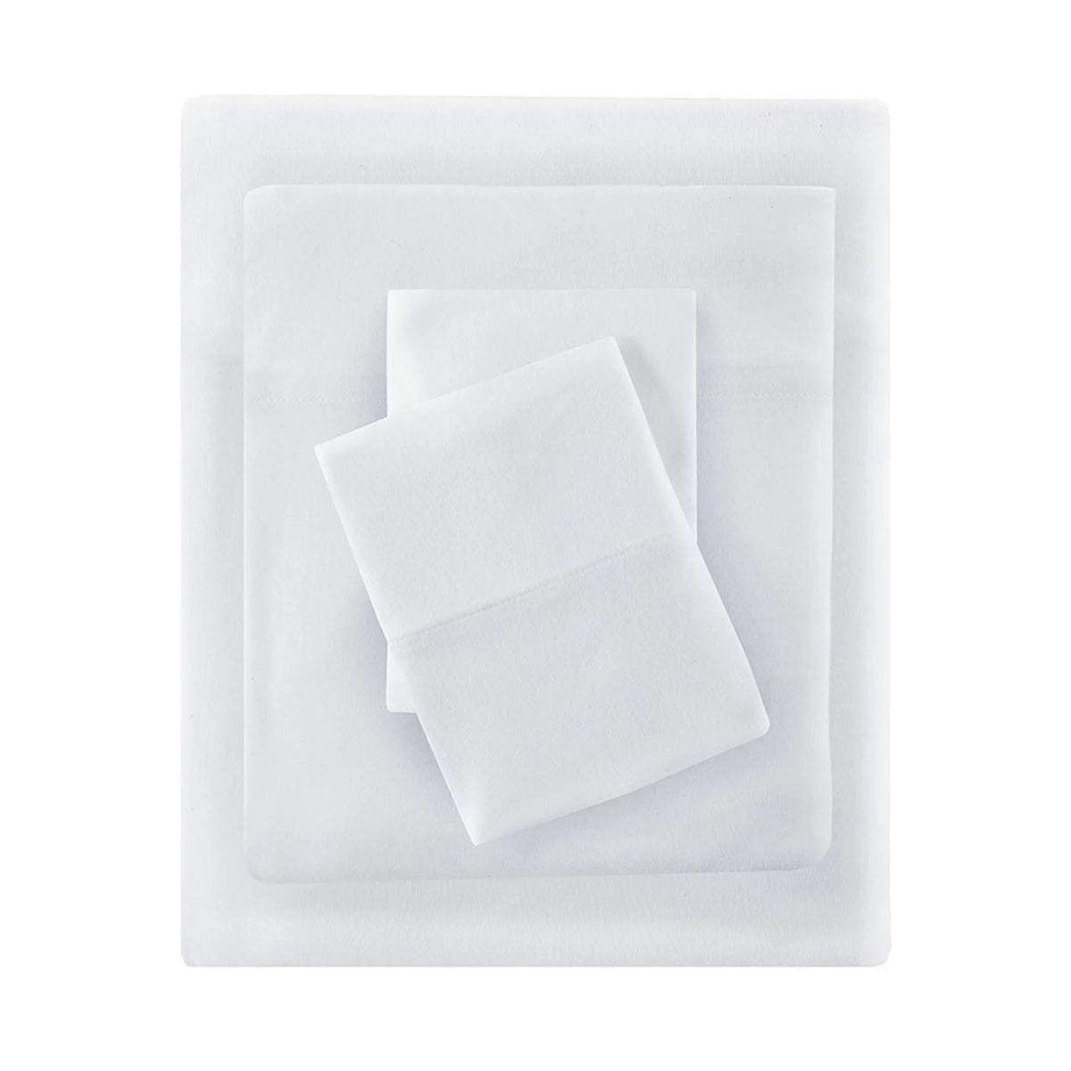 Cotton Blend Jersey Knit 4 Piece White Queen Sheet Set K4938