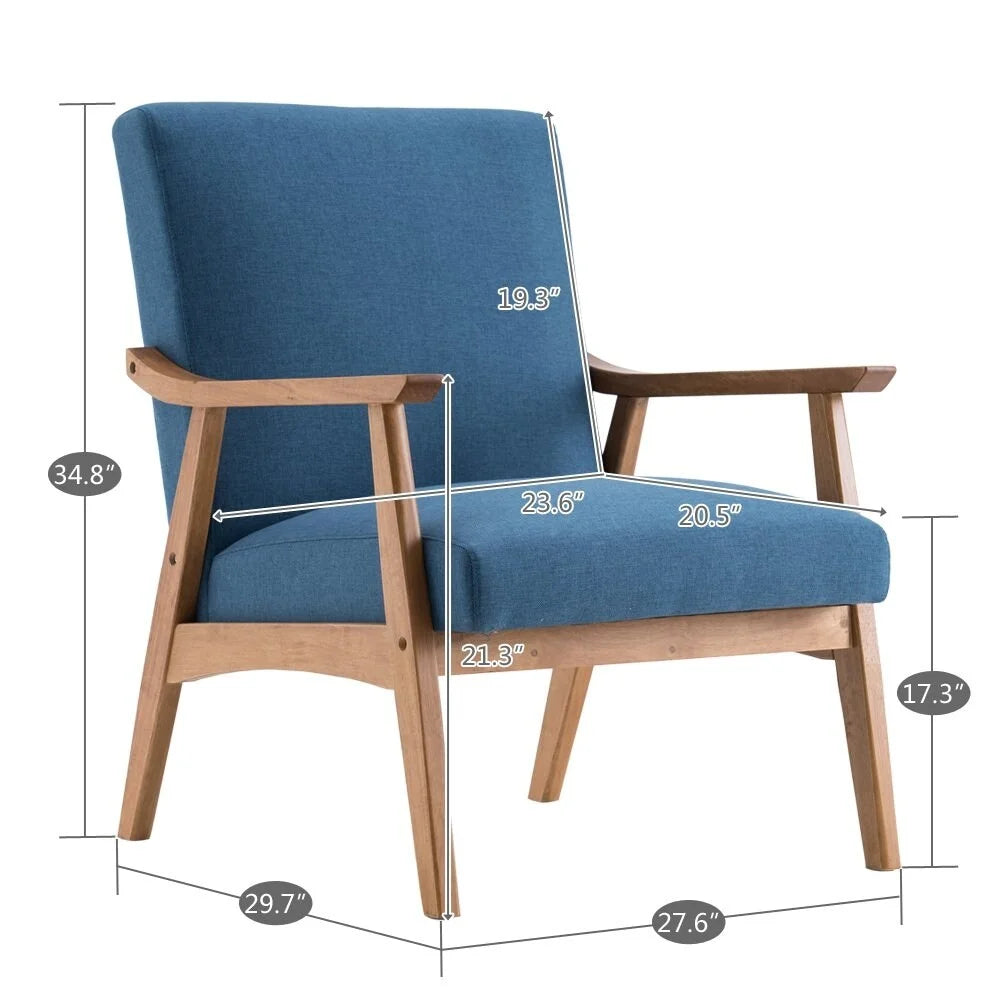 Beige Solid Wood Accent Chair Q62347