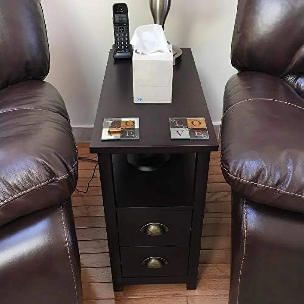 End Table with 2 Drawer and Open Nightstand M2419