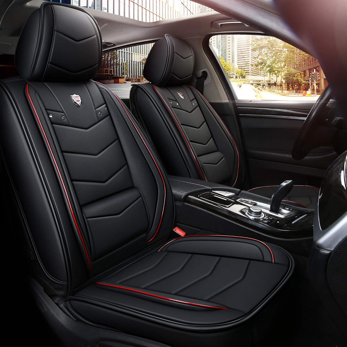 2 Front Black&Red Water Proof Car Seat Cover R1848