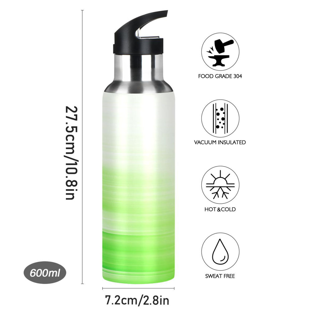Stainless Steel Water Bottle Gradient Green with Straw Lid Vacuum Insulated Leak Proof Flask 20 OZ F970