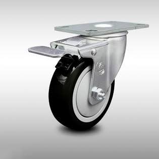 4x22 Blk Poly Wheel Stainless Swivel Caster with Total Lock Brake K359342