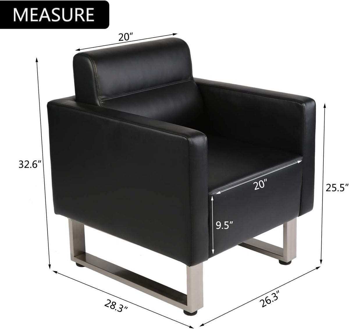 Black Leather Club Chair with Cushion A5114