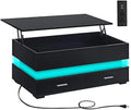 LED Lift Top Coffee Table with Charging Station W441