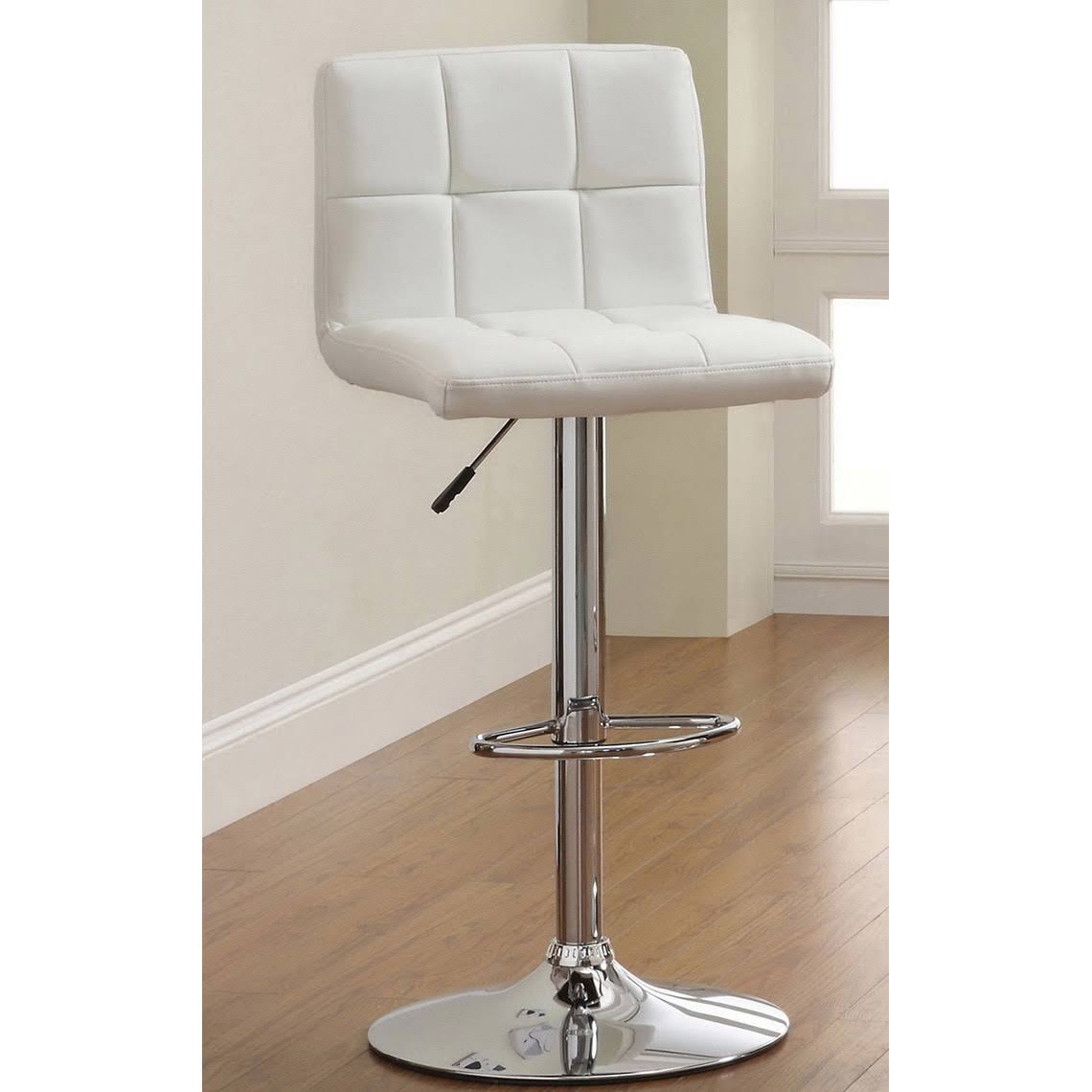 White Leatherette Bar Stool F5593